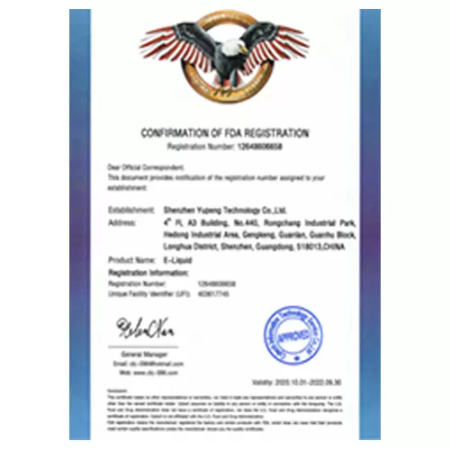 FDA Registration Certificate